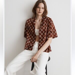 Madewell Bubble-Printed Button-Up Camp Shirt size L